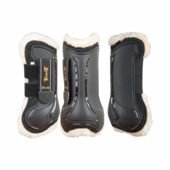 TdeT - Guêtres ouvertes Design avec doublure mouton noir x2