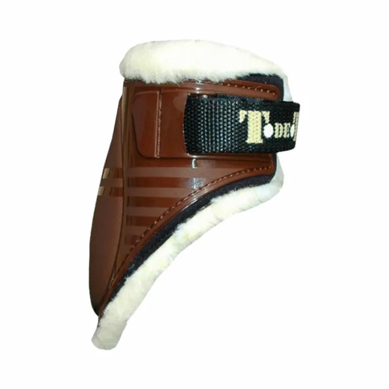 TdeT - Protèges boulet doublé mouton synthétique marron foncé